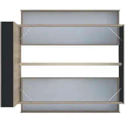 Weber Industries Lit RIGA 140x190cm + tête de lit + 2 tiroirs / Décor Noir et Chêne blanchi
