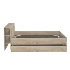 Weber Industries Lit RIGA 140x190cm + tête de lit + 2 tiroirs / Décor Chêne Blanchi Outlet
