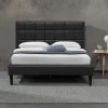 Provence Literie Lit riley pour matelas 120x200 - sommier + tete de lit capitonnee noir - pieds 16 cm pour matelas - 2 x 13 lattes - - confort - Online