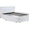 Vente-unique Lit rond 160 x 200 cm - Avec LEDs - Simili - Blanc + Matelas - ABULIS III Outlet