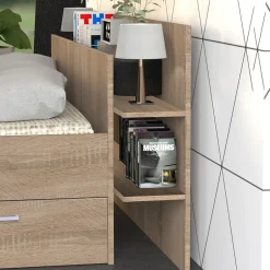 Weber Industries Lit SAMBA 140x190cm + tête de lit + 2 tiroirs / Décor Chêne blanchi