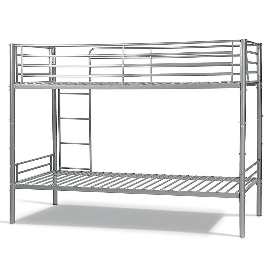 Enfant Meublorama Lit SAMMY Lit superposé en métal 90x200 cm gris avec sommiers inclus