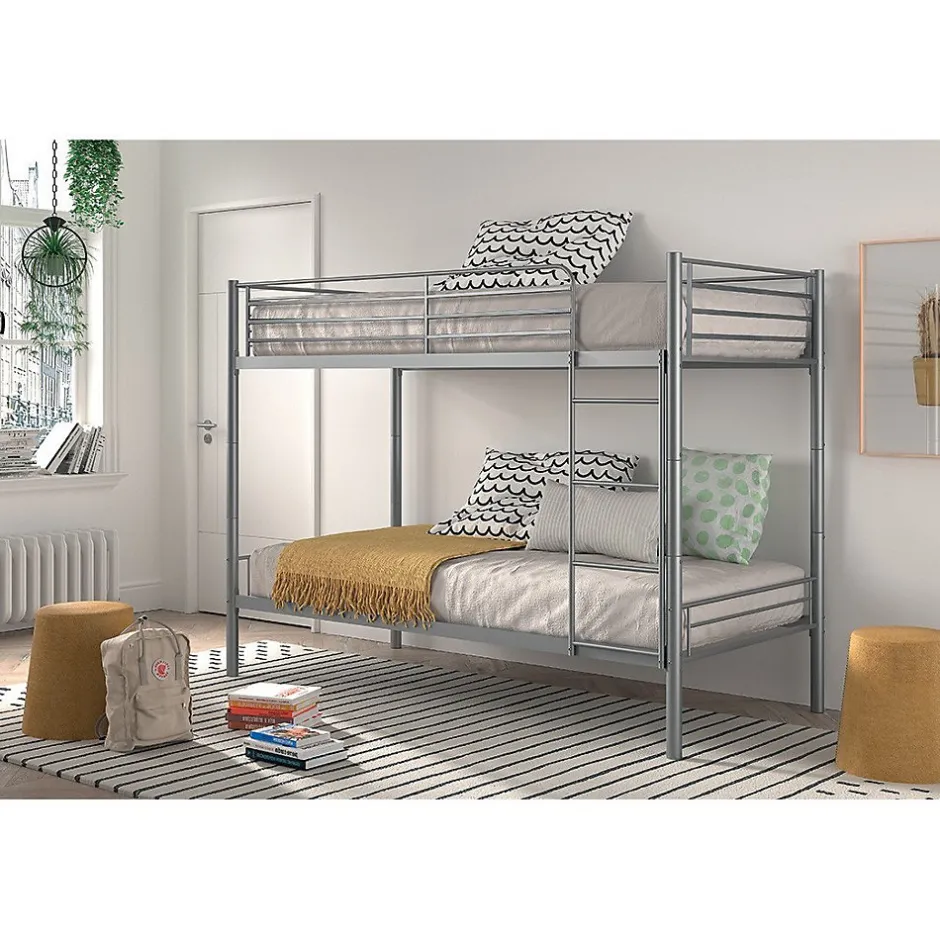 Enfant Meublorama Lit SAMMY Lit superposé en métal 90x200 cm gris avec sommiers inclus