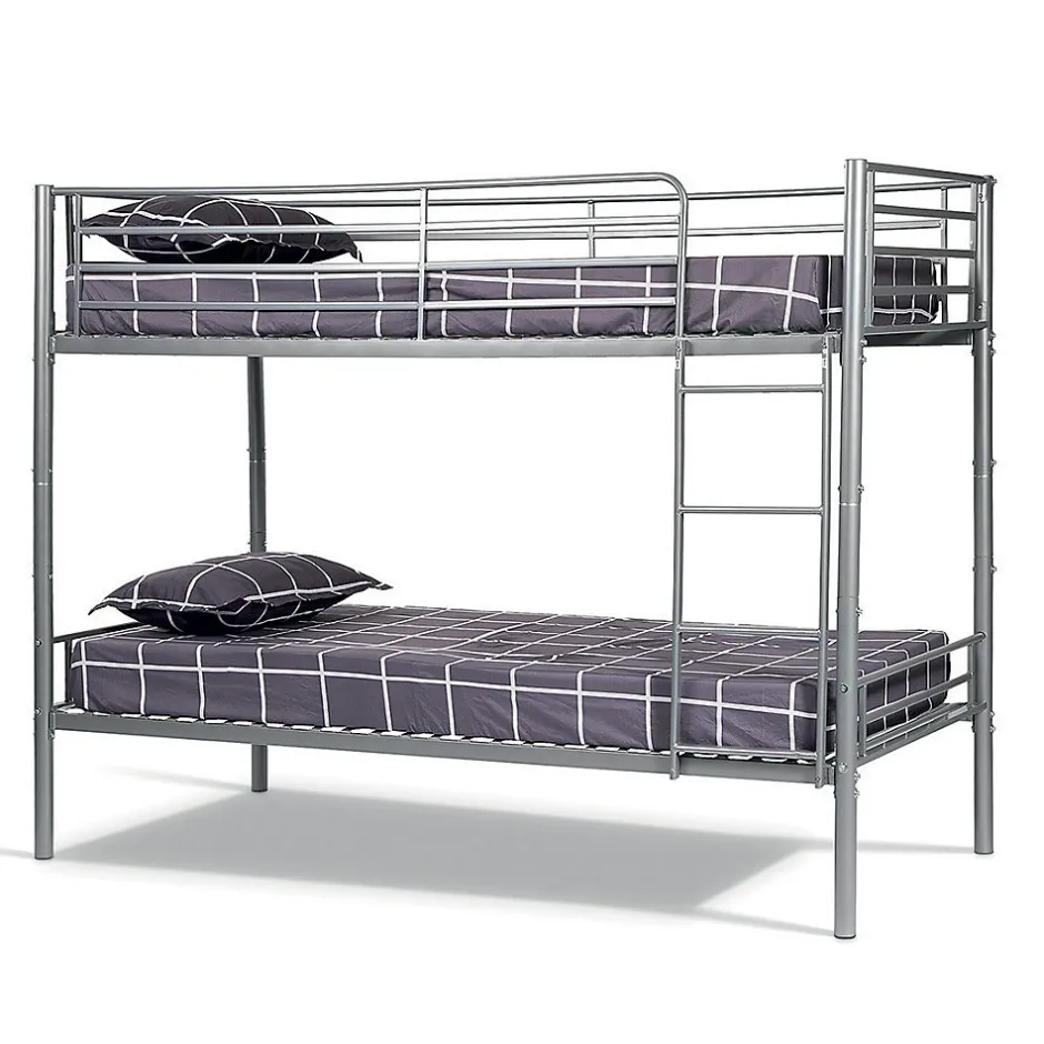 Enfant Meublorama Lit SAMMY Lit superposé en métal 90x200 cm gris avec sommiers inclus