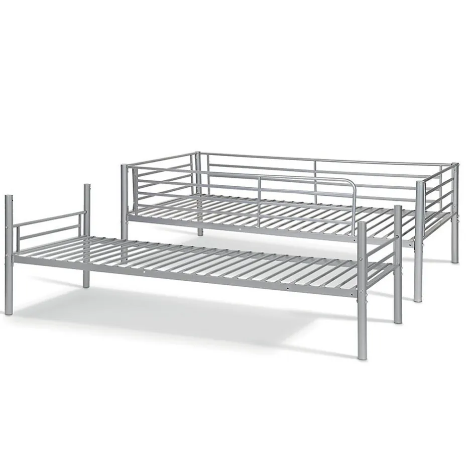 Enfant Meublorama Lit SAMMY Lit superposé en métal 90x200 cm gris avec sommiers inclus