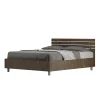 Ityhome Lit sans sommier tête de lit droite 140x200 à lattes en noyer Ankel