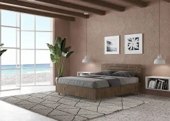 Ityhome Lit sans sommier tête de lit droite 140x200 à lattes en noyer Ankel
