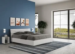 Ityhome Lit sans sommier Tête de lit inclinée 160x200 à lattes Ankel en frêne blanc