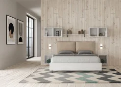 Ityhome Lit sans sommier 160x200 avec coussins en simili cuir gris tourterelle Egos Antea