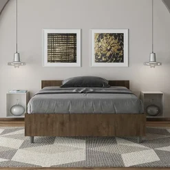 Ityhome Lit sans sommier 120x190 noyer Nuamo Outlet