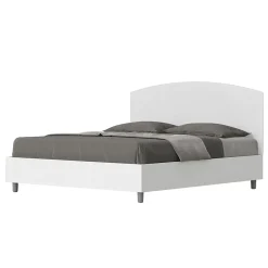 Ityhome Lit sans sommier 160x190 tête de lit structure frêne blanc Antilia mélamine blanc/simili cuir Clearance