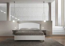 Ityhome Lit sans sommier 160x190 tête de lit structure frêne blanc Antilia mélamine blanc/simili cuir Clearance