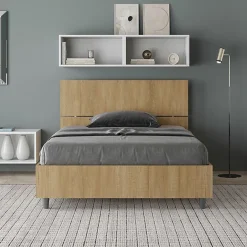 Ityhome Lit sans sommier 120x200 Tête de lit inclinée Demas chêne
