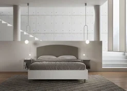 Ityhome Lit sans sommier 160x200 tête de lit structure frêne blanc Antilia mélamine/simili cuir cappuccino