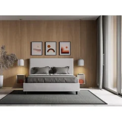 Ityhome Lit simili cuir blanc Focus avec sommier tapissé 160x200