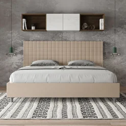Ityhome Lit simili cuir gris tourterelle Sunny avec sommier capitonné 180x190 Best