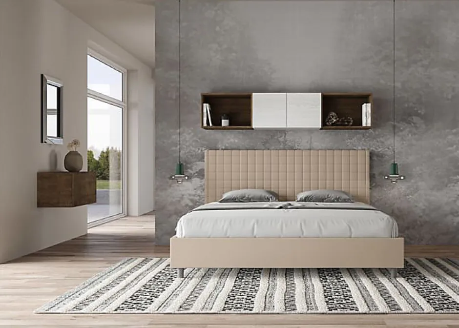Ityhome Lit simili cuir gris tourterelle Sunny avec sommier capitonné 180x190 Best
