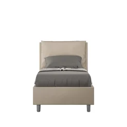 Ityhome Lit simili cuir gris tourterelle Antea avec sommier rembourré 80x190 Outlet