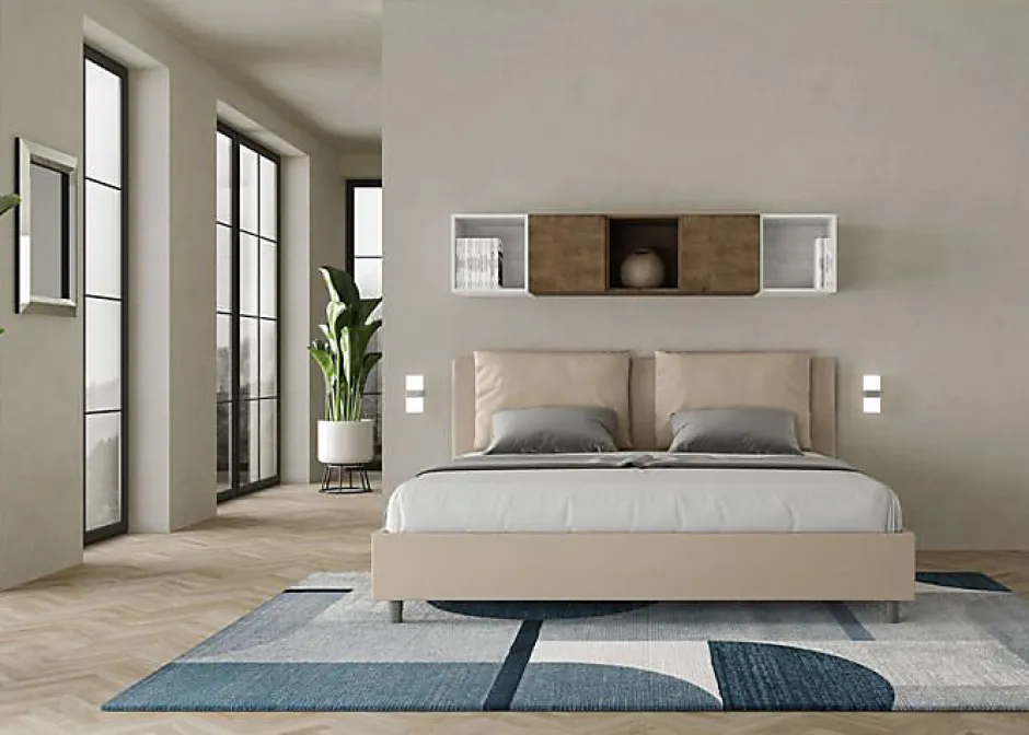 Ityhome Lit simili cuir gris tourterelle Antea avec sommier rembourré 180x200 Best