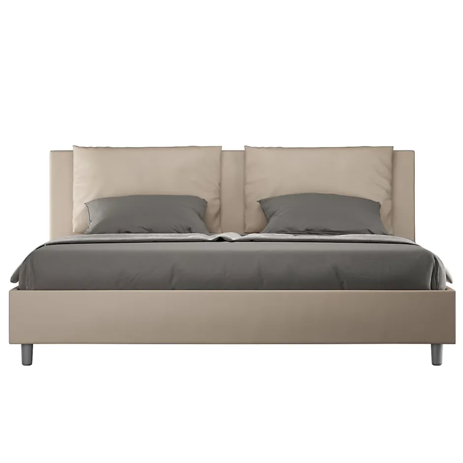 Ityhome Lit simili cuir gris tourterelle Antea avec sommier rembourré 180x200 Best