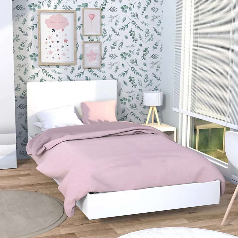 Bb Loisir Lit simple 1 place 90x190cm Blanc avec sommier LIFA