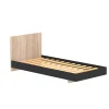 Bb Loisir Lit simple 1 place 90x190cm Noir et Artisan avec sommier LIFA
