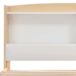 Okwish Lit simple 90 x 200 cm - Lit avec Tête de Lit Rangement - Bois Massif + MDF - avec Matelas - Blanc New