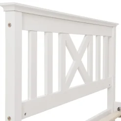 Okwish Lit Simple 90 x 200 Cm - Lit Classique avec Sommier à Lattes et Tête de Lit - Pin Massif, MDF - Sans Matelas - Blanc Online