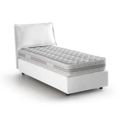 Talamo Italia Lit simple Aren, Lit coffre avec revêtement en tissu, 100% Made in Italy, Ouverture latérale, avec matelas 80x190 cm inclus, Blanc Online