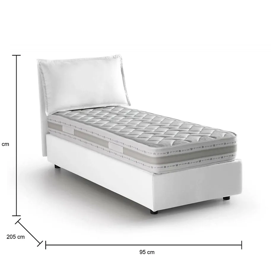 Talamo Italia Lit simple Aren, Lit coffre avec revêtement en tissu, 100% Made in Italy, Ouverture latérale, avec matelas 80x190 cm inclus, Blanc Online