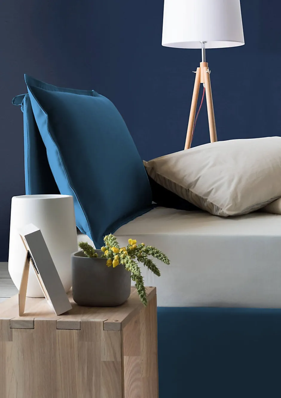 Talamo Italia Lit simple Aren, Lit coffre avec revêtement en tissu, 100% Made in Italy, Ouverture latérale, avec matelas 80x190 cm inclus, Bleu