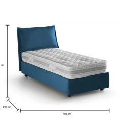 Talamo Italia Lit simple Arzon, Lit coffre avec revêtement en tissu, 100% Made in Italy, Ouverture frontale, avec matelas 90x200 cm inclus, Bleu