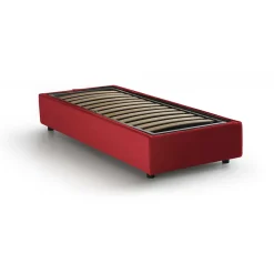 Talamo Italia Lit simple Ava, Lit coffre avec revêtement en tissu, 100% Made in Italy, Ouverture frontale, adapté pour matelas 80x200 cm, Rouge