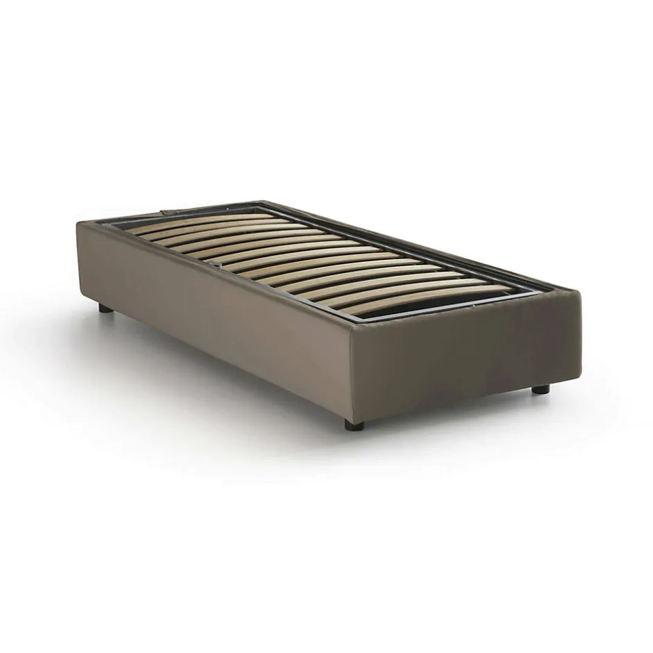 Talamo Italia Lit simple Ava, Lit coffre avec revêtement en tissu, 100% Made in Italy, Ouverture frontale, adapté pour matelas 80x200 cm, Taupe