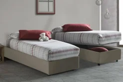 Talamo Italia Lit simple Ava, Lit coffre avec revêtement en tissu, 100% Made in Italy, Ouverture frontale, adapté pour matelas 80x200 cm, Taupe
