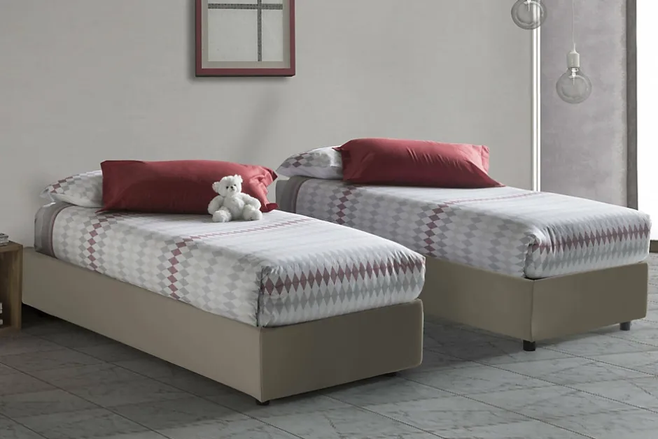 Talamo Italia Lit simple Ava, Lit coffre avec revêtement en tissu, 100% Made in Italy, Ouverture frontale, adapté pour matelas 80x200 cm, Taupe
