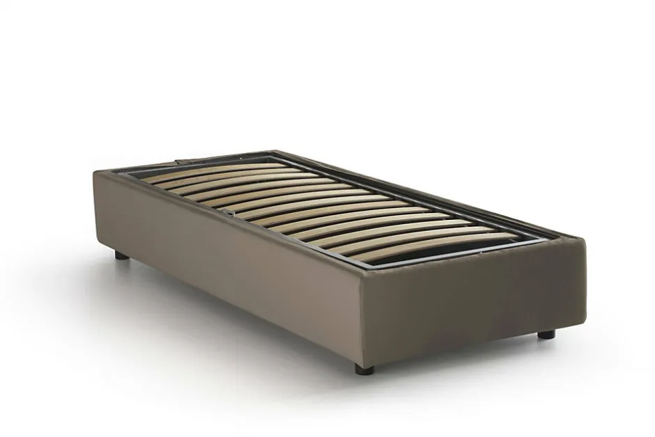 Talamo Italia Lit simple Ava, Lit coffre avec revêtement en tissu, 100% Made in Italy, Ouverture frontale, adapté pour matelas 80x200 cm, Taupe