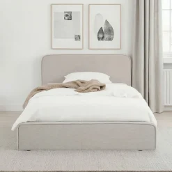 Idimex Lit simple BELARTI 90 x 190 cm rembourré, revêtement en tissu - Gris clair