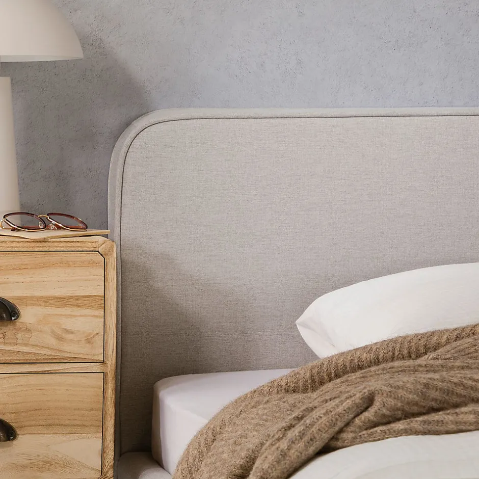 Idimex Lit simple BELARTI 90 x 190 cm rembourré, revêtement en tissu - Gris clair