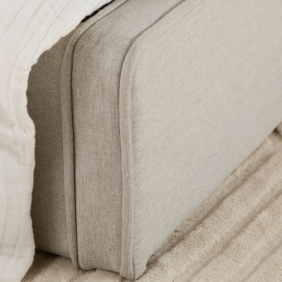 Idimex Lit simple BELARTI 90 x 190 cm rembourré, revêtement en tissu - Gris clair