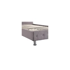 Idimex Lit simple BIARRITZ, 90 x 190 cm, capitonné avec sommier, revêtement en tissu gris