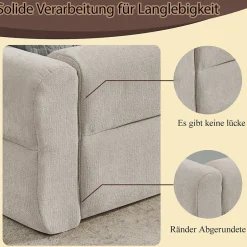 Okwish Lit Simple Capitonné 90x200 cm - avec Dossier Confortable, Revêtement en Chenille Doux, Couleur Beige - Sans Matelas