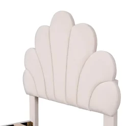 ProximaX Lit simple capitonnés 90 x 200 cm - tête de lit en forme de fleur - sommier à lattes - velours - Beige New