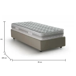 Talamo Italia Lit simple Dabate, Lit coffre avec revêtement en tissu, Ouverture frontale, avec matelas 80x190 cm inclus, Taupe