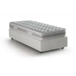 Talamo Italia Lit simple Dalfan, Lit coffre avec revêtement en similcuir, Ouverture frontale, avec matelas 80x200 cm inclus, Blanc