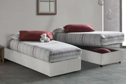 Talamo Italia Lit simple Dalfan, Lit coffre avec revêtement en similcuir, Ouverture frontale, avec matelas 80x200 cm inclus, Blanc