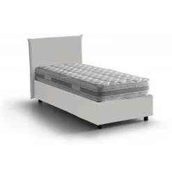 Talamo Italia Lit simple Dargill, Lit coffre avec revêtement en similcuir, Ouverture latérale, avec matelas 80x190 cm inclus, Blanc