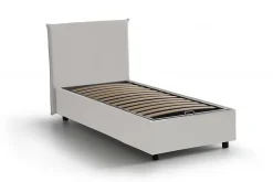 Talamo Italia Lit simple Day, Lit coffre avec revêtement en similcuir, Ouverture frontale, adapté pour matelas 80x200 cm, Blanc Discount