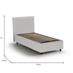 Talamo Italia Lit simple Day, Lit coffre avec revêtement en similcuir, Ouverture frontale, adapté pour matelas 80x200 cm, Blanc Discount