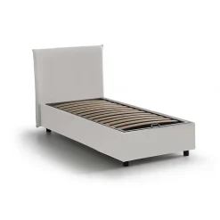 Talamo Italia Lit simple Day, Lit coffre avec revêtement en similcuir, Ouverture frontale, adapté pour matelas 80x200 cm, Blanc Discount